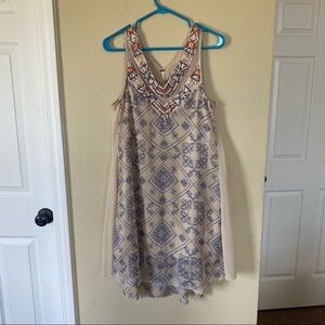 Free People Beaded Embroidered Beige Mini Dress